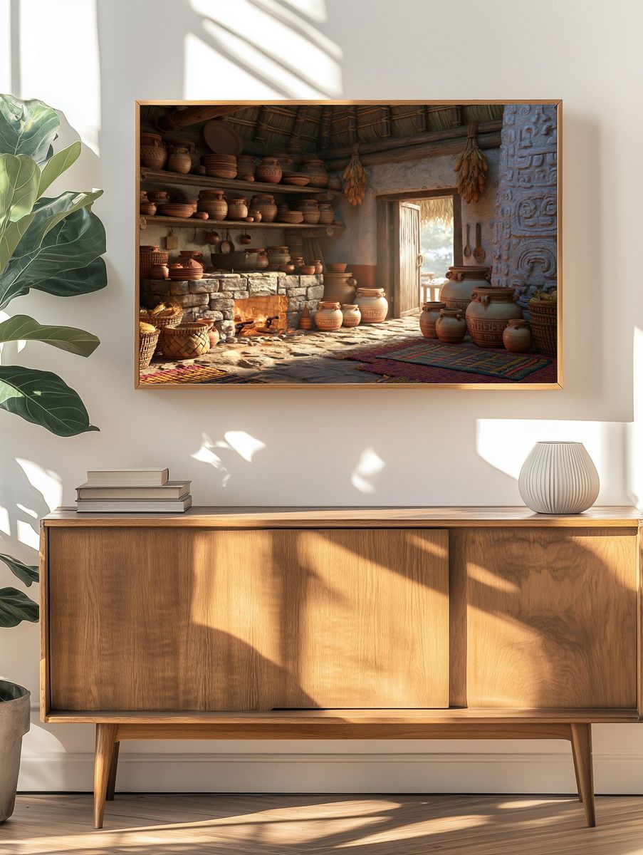 Rustic Clay Kitchen Interior Print. — room view 3