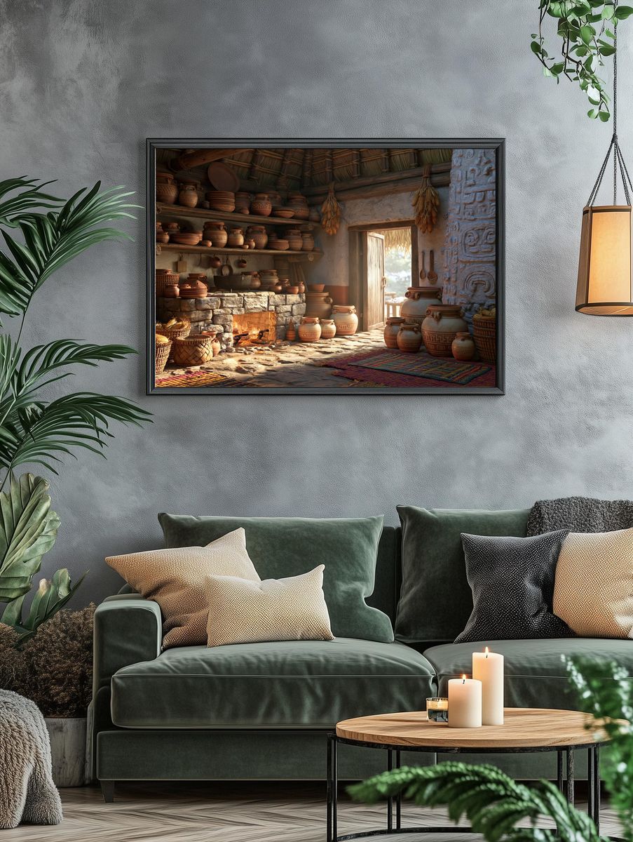 Rustic Clay Kitchen Interior Print. — room view 4