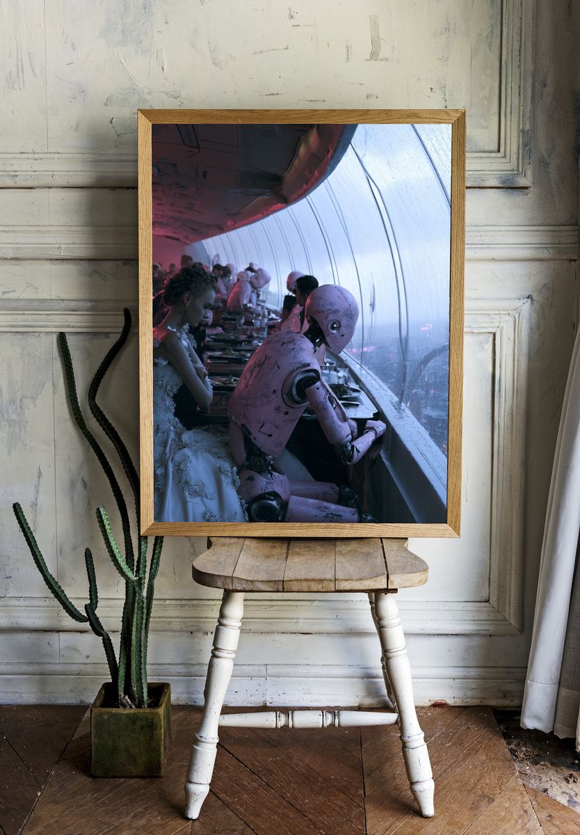 Cyberpunk Dinner Scene Poster. — room view 1