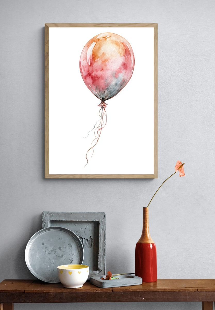 Watercolor Balloon Illustration Poster. — room view 3