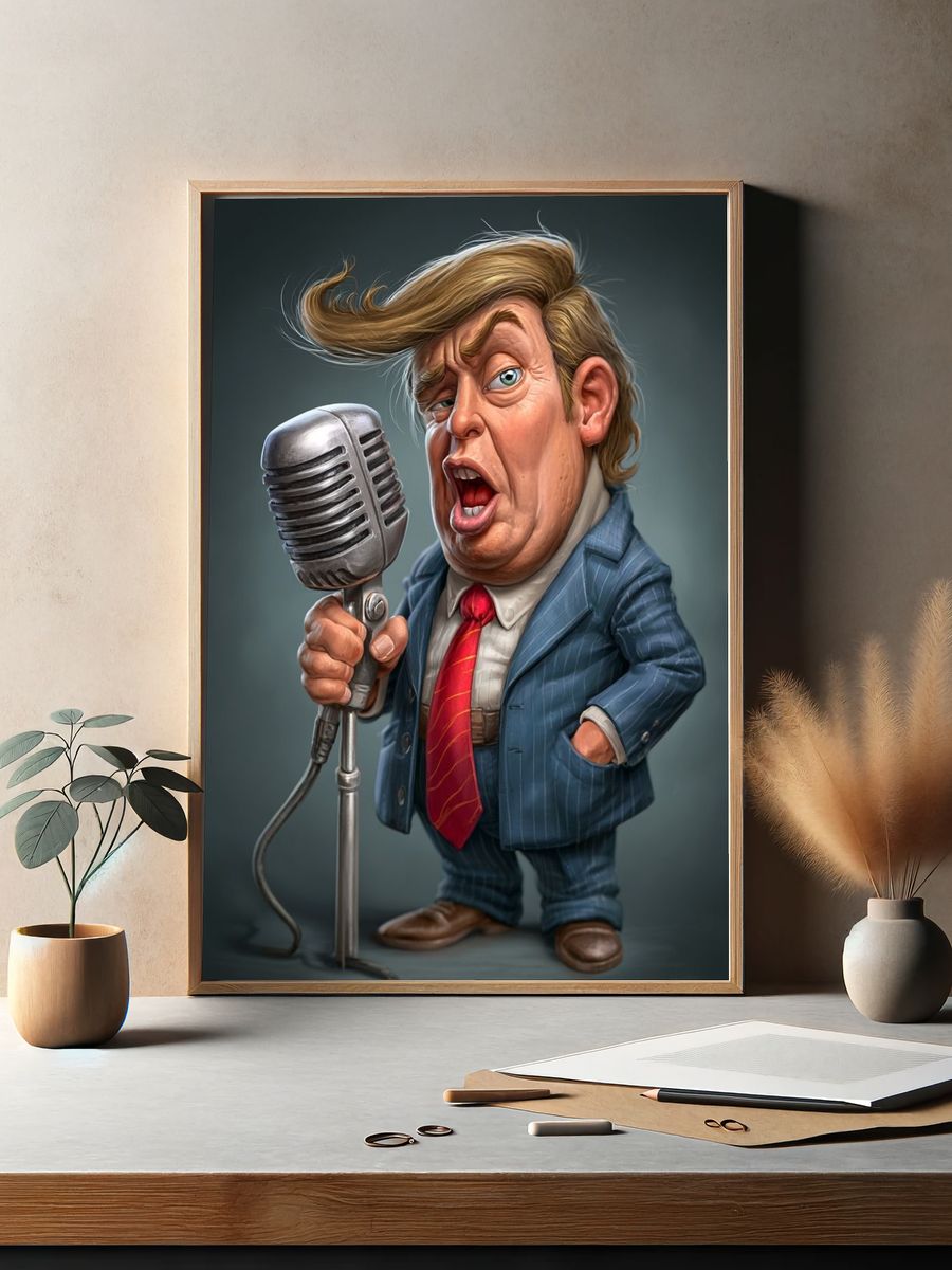 Trump Caricature Illustration Poster. — room view 2