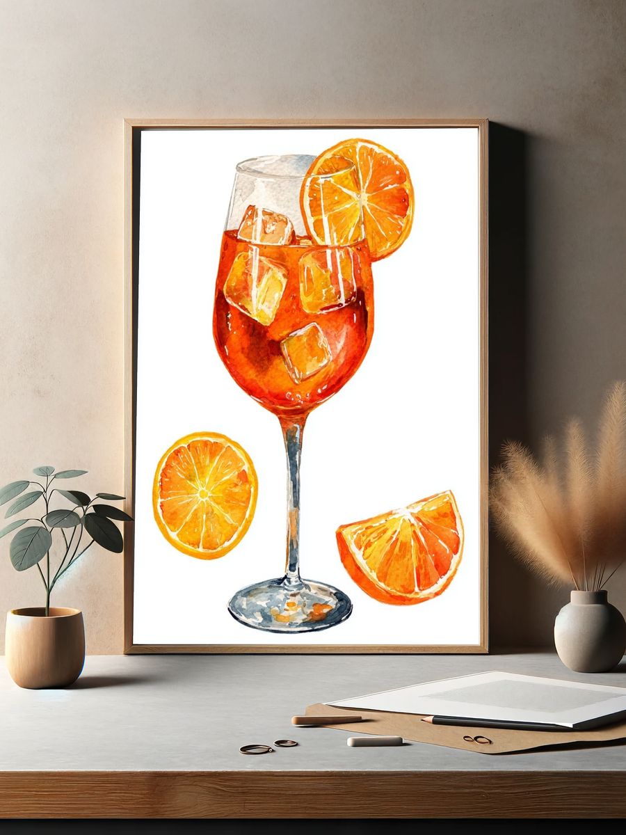 Orange Spritz Watercolor Print. — room view 2