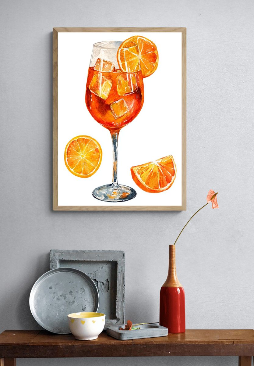 Orange Spritz Watercolor Print. — room view 3