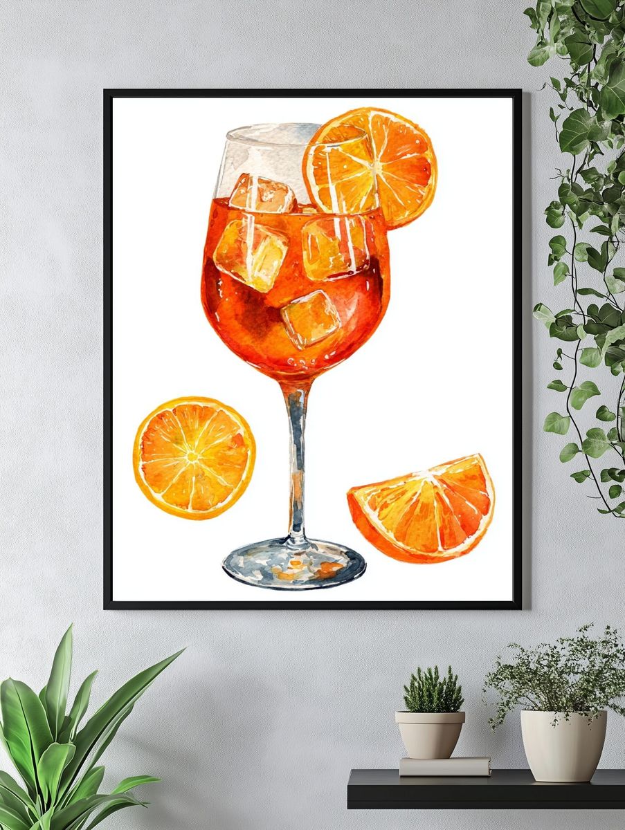 Orange Spritz Watercolor Print. — room view 4