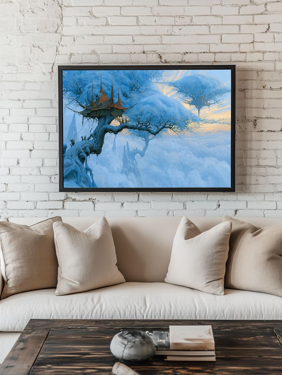 Skyborne Treehouse Fantasy Print. room preview