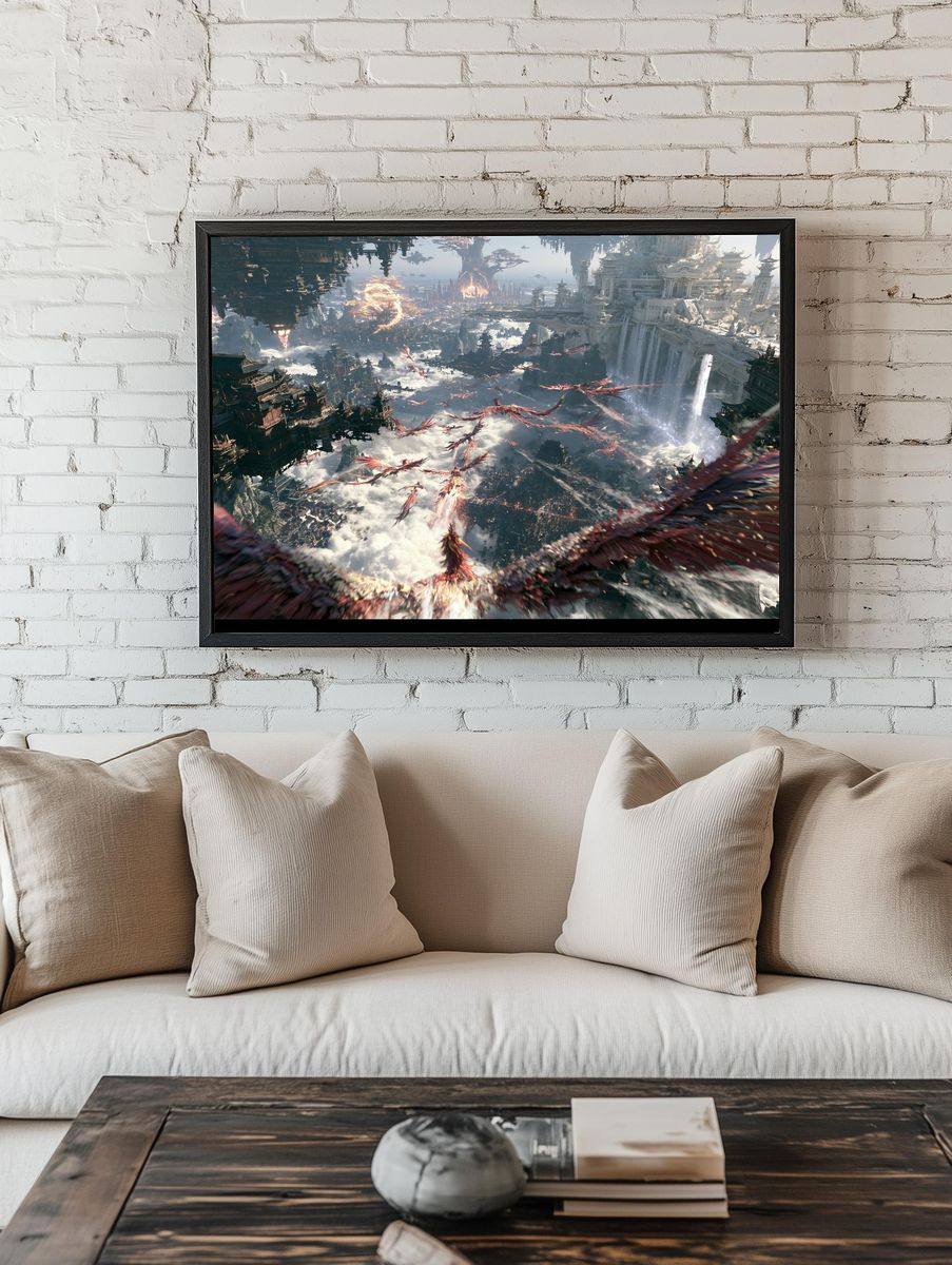 Celestial Dragon Cityscape Poster. — room view 1