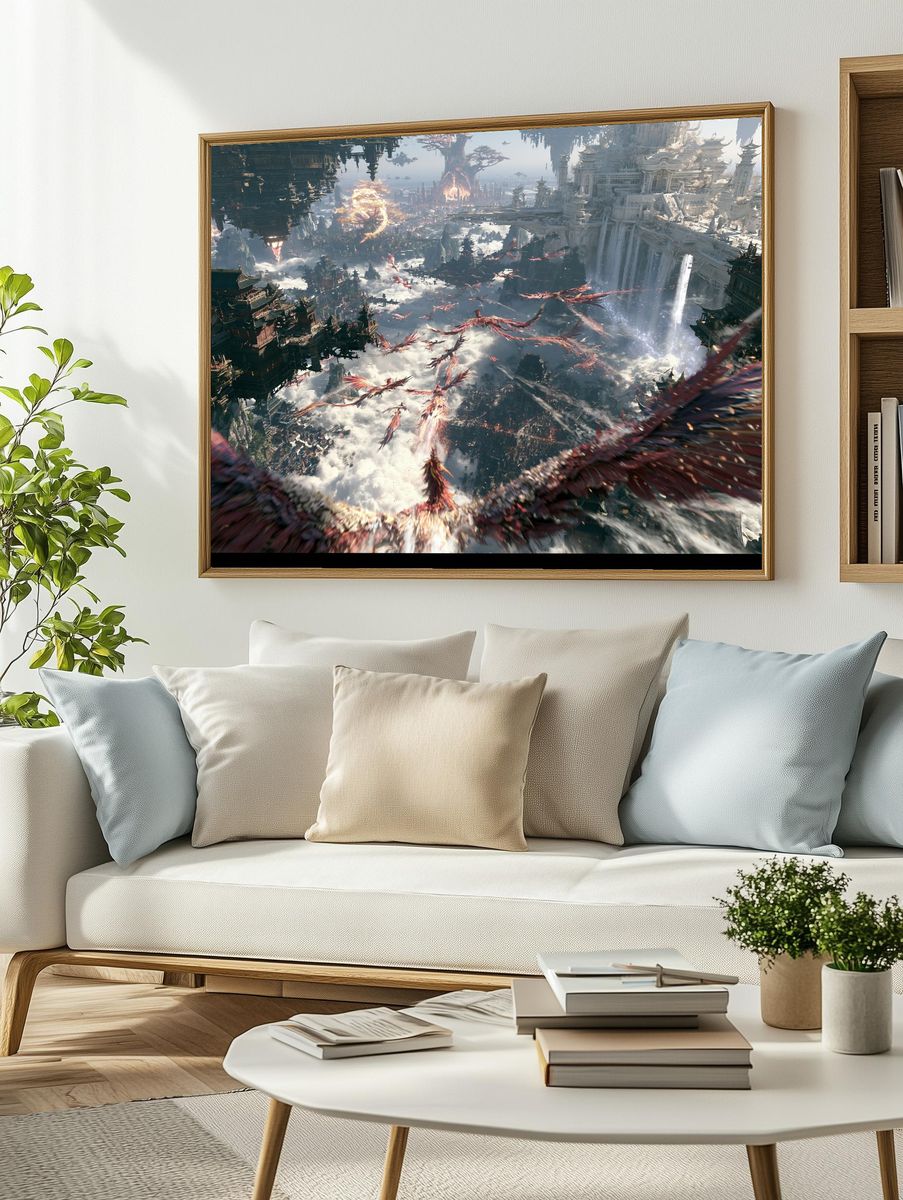 Celestial Dragon Cityscape Poster. — room view 2