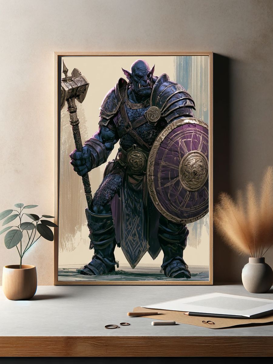 Orc Warrior Fantasy Illustration Poster. — room view 2
