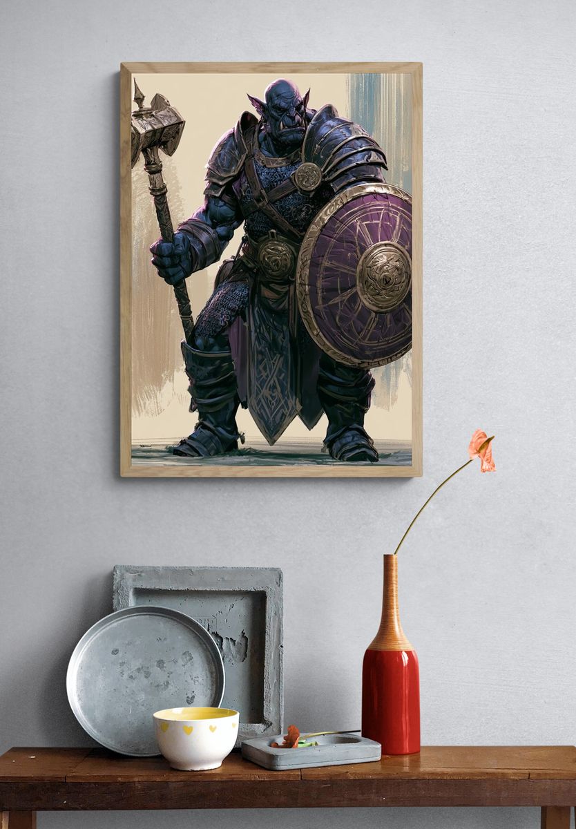 Orc Warrior Fantasy Illustration Poster. — room view 3