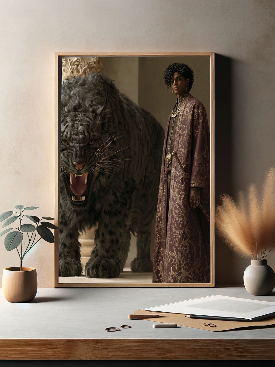 Regal Panther Portrait Print. — room view 2