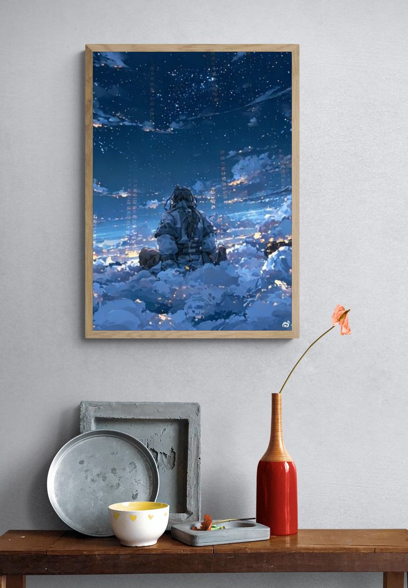 Stargazing Figure Digital Art Poster. — room view 3