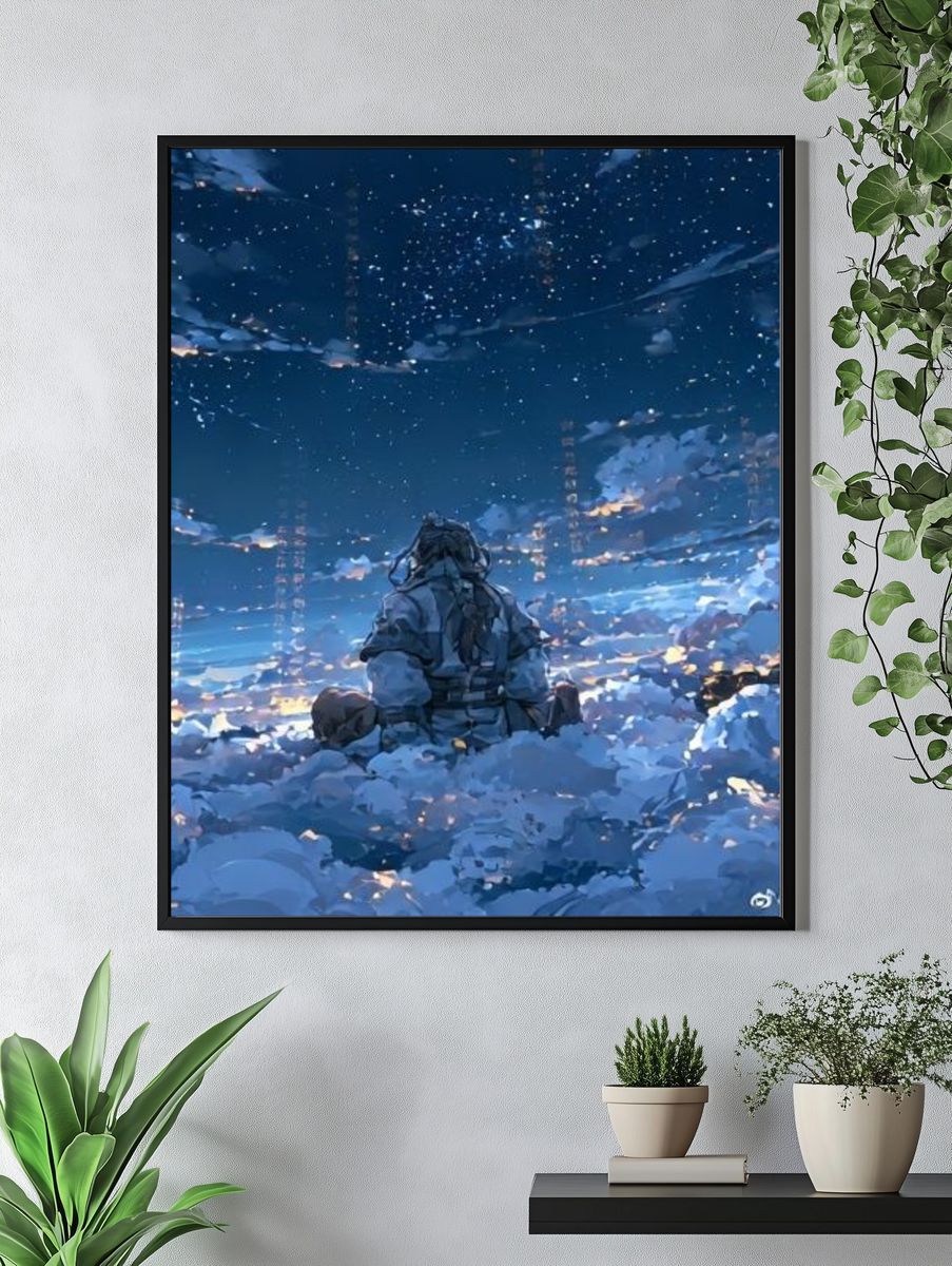 Stargazing Figure Digital Art Poster. — room view 4