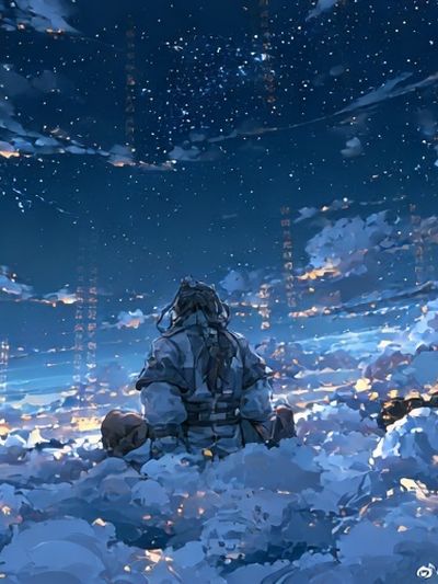 Stargazing Figure Digital Art Poster. poster print