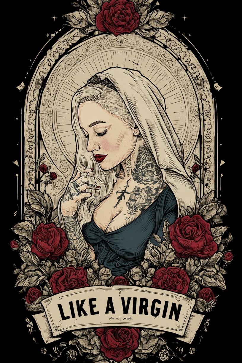 Like a Virgin Tattoo Illustration Poster. poster detail