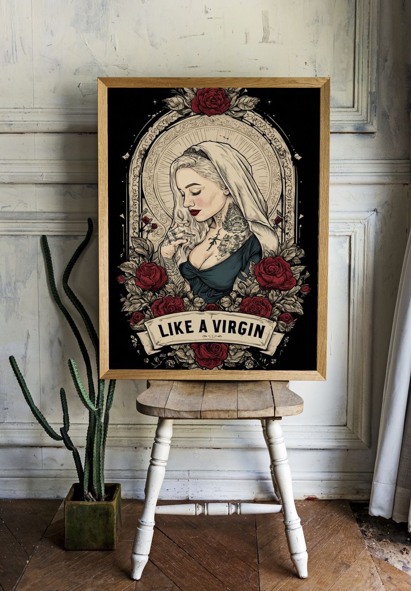 Like a Virgin Tattoo Illustration Poster. — room view 1