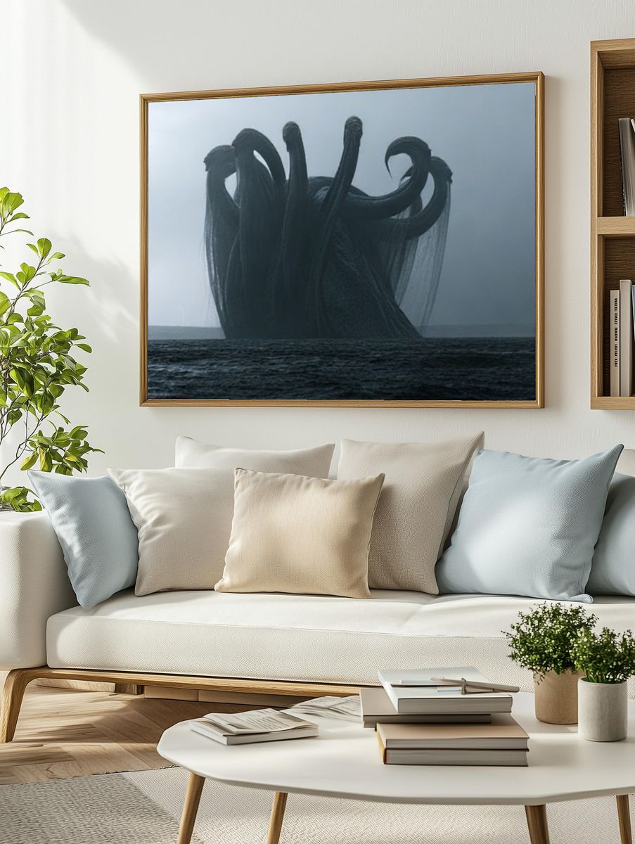 Sea Monster Storm Poster. — room view 2
