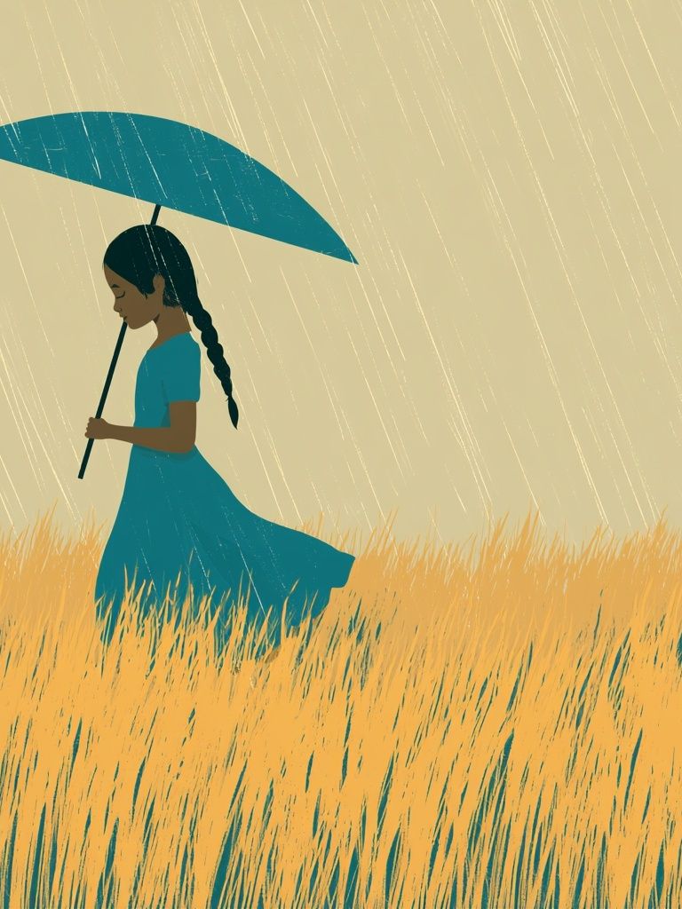 Girl in the Rain Illustration Poster. poster — illustration art