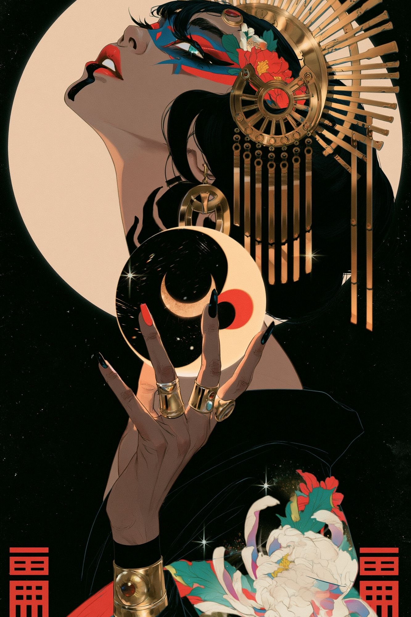 Celestial Geisha Illustration Poster. poster detail