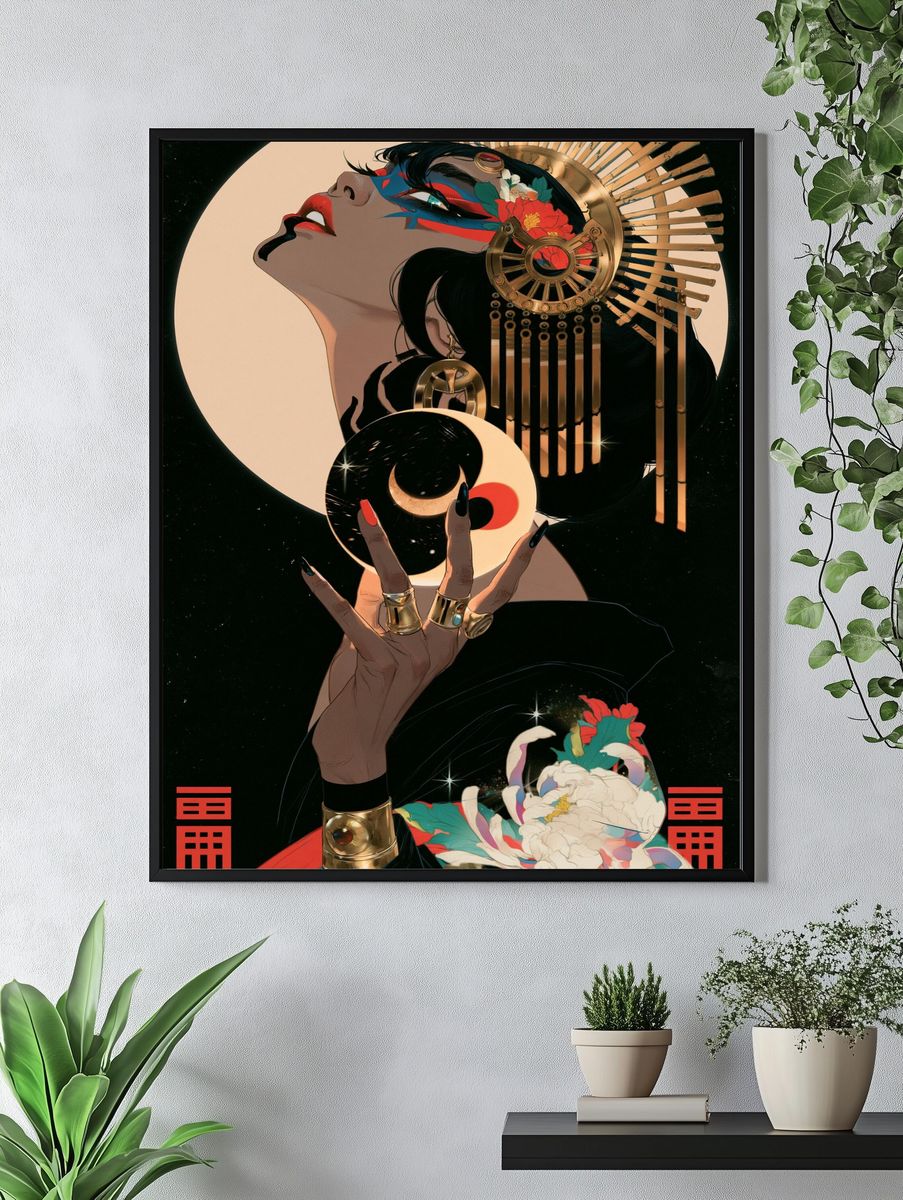 Celestial Geisha Illustration Poster. — room view 4