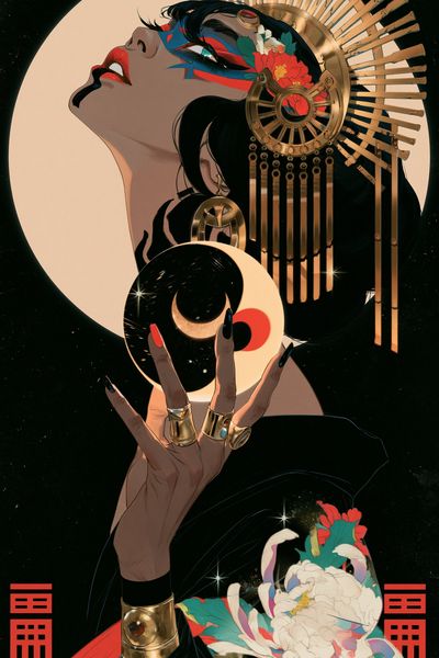 Celestial Geisha Illustration Poster.