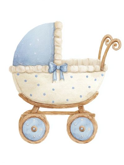 Baby Pram Watercolor Print.