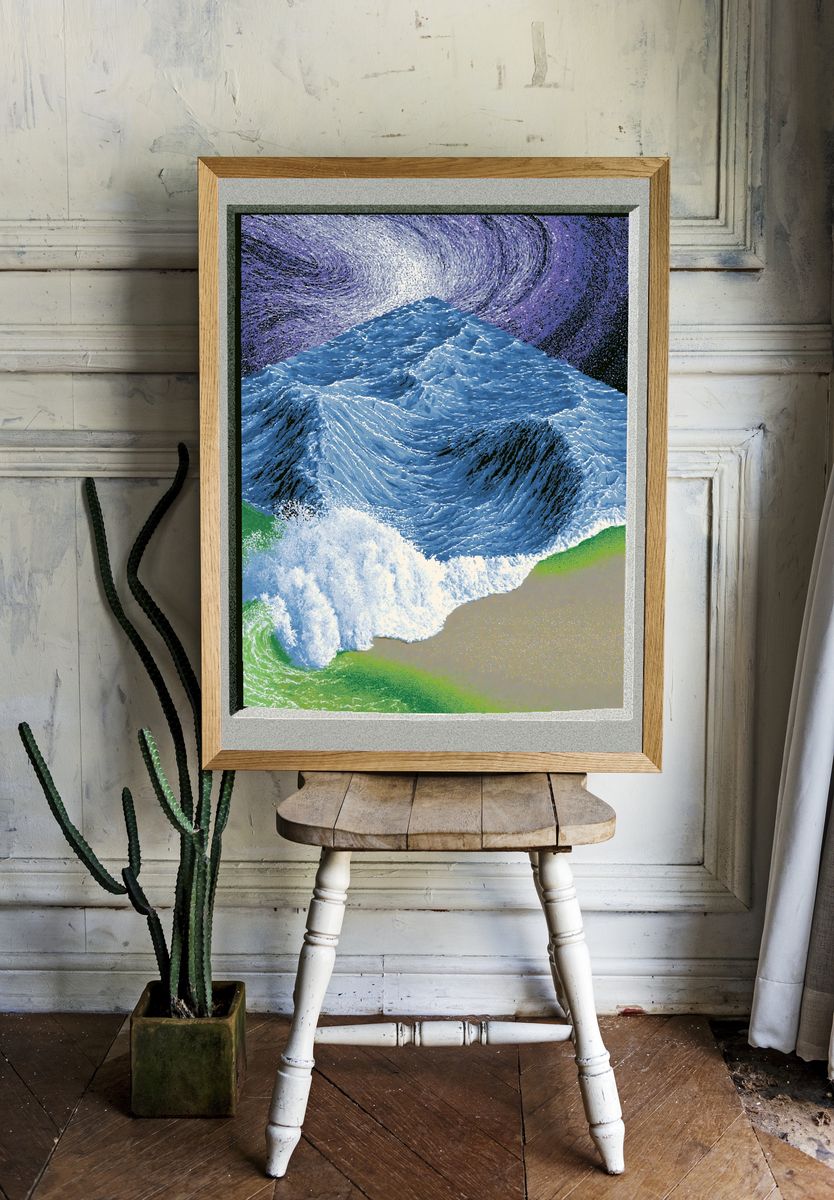 Surreal Ocean Wave Print. — room view 1
