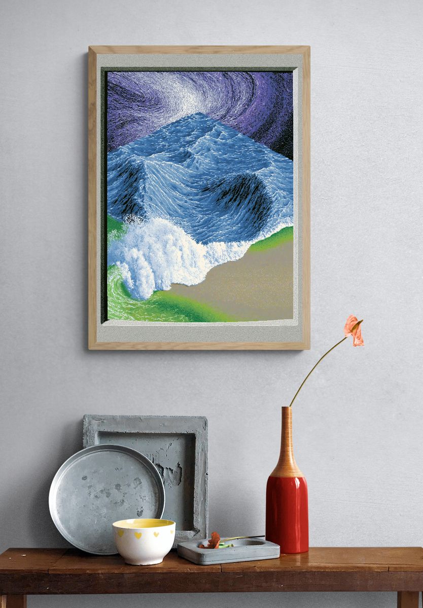 Surreal Ocean Wave Print. — room view 3