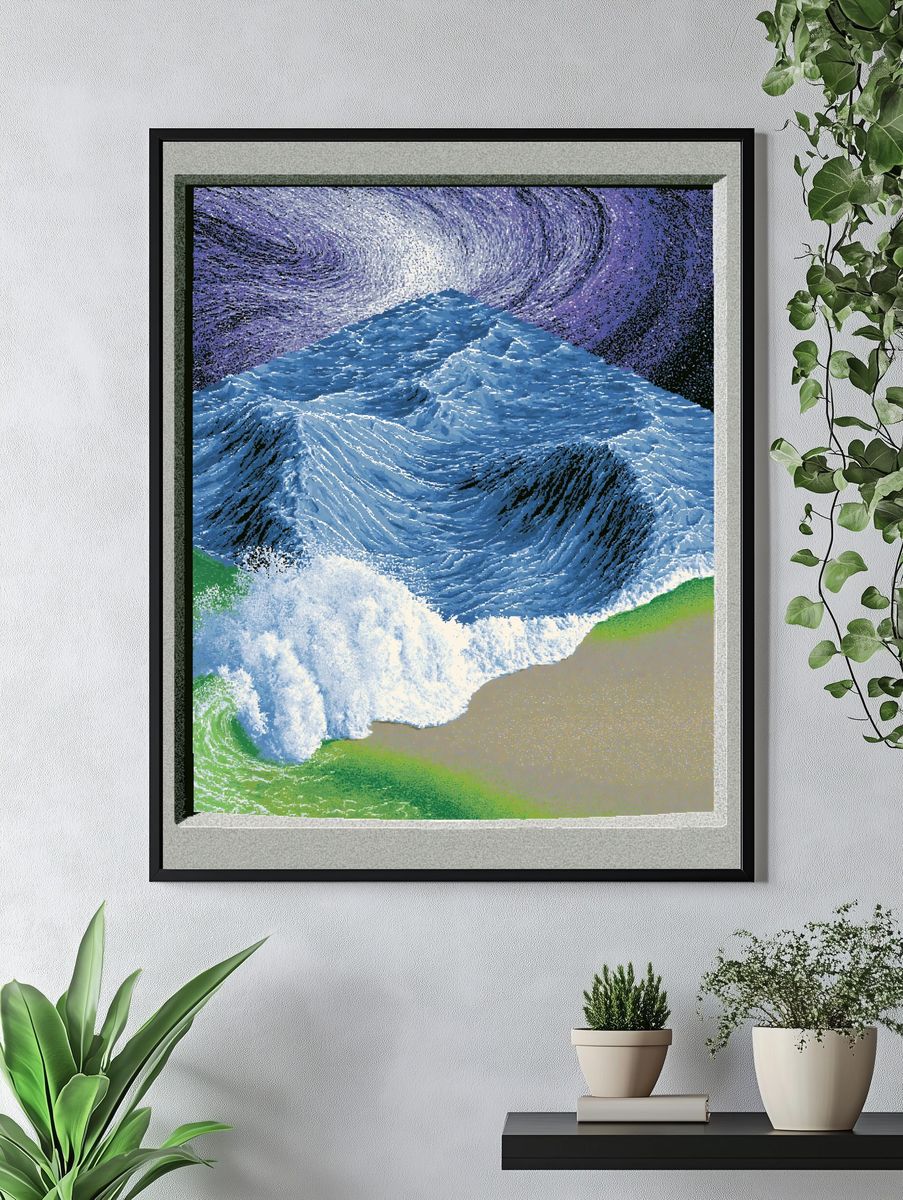 Surreal Ocean Wave Print. — room view 4