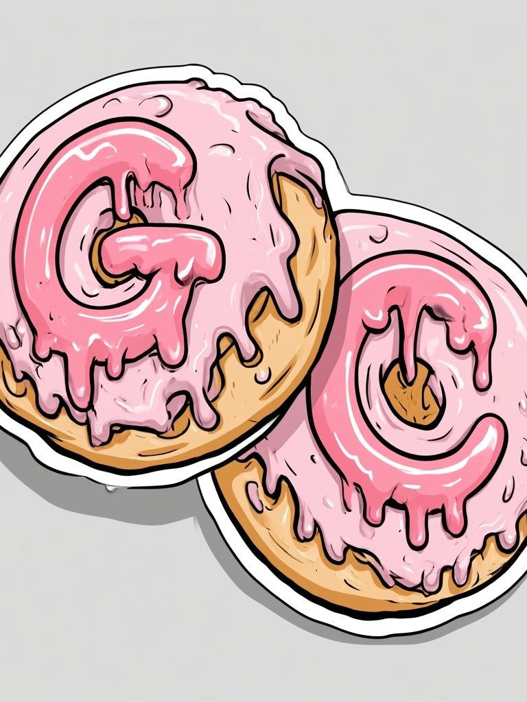 Pink Frosted Donuts Illustration Poster. poster — illustration art