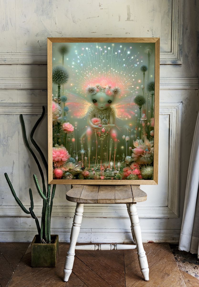 Enchanted Floral Fairy Illustration Poster. — room view 1