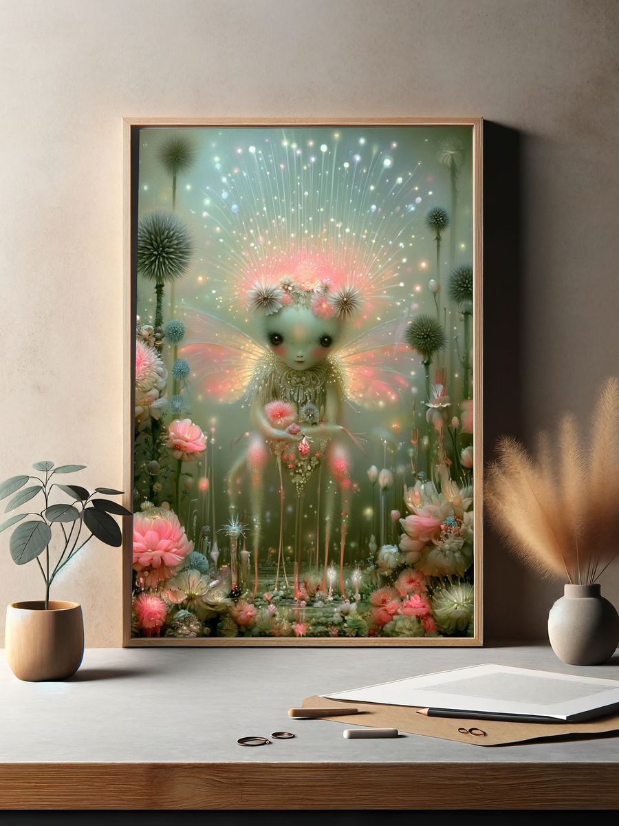 Enchanted Floral Fairy Illustration Poster. — room view 2