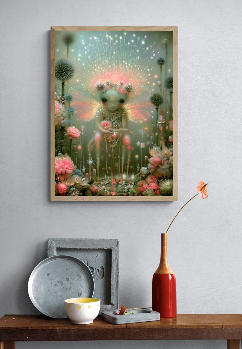 Enchanted Floral Fairy Illustration Poster. — room view 3