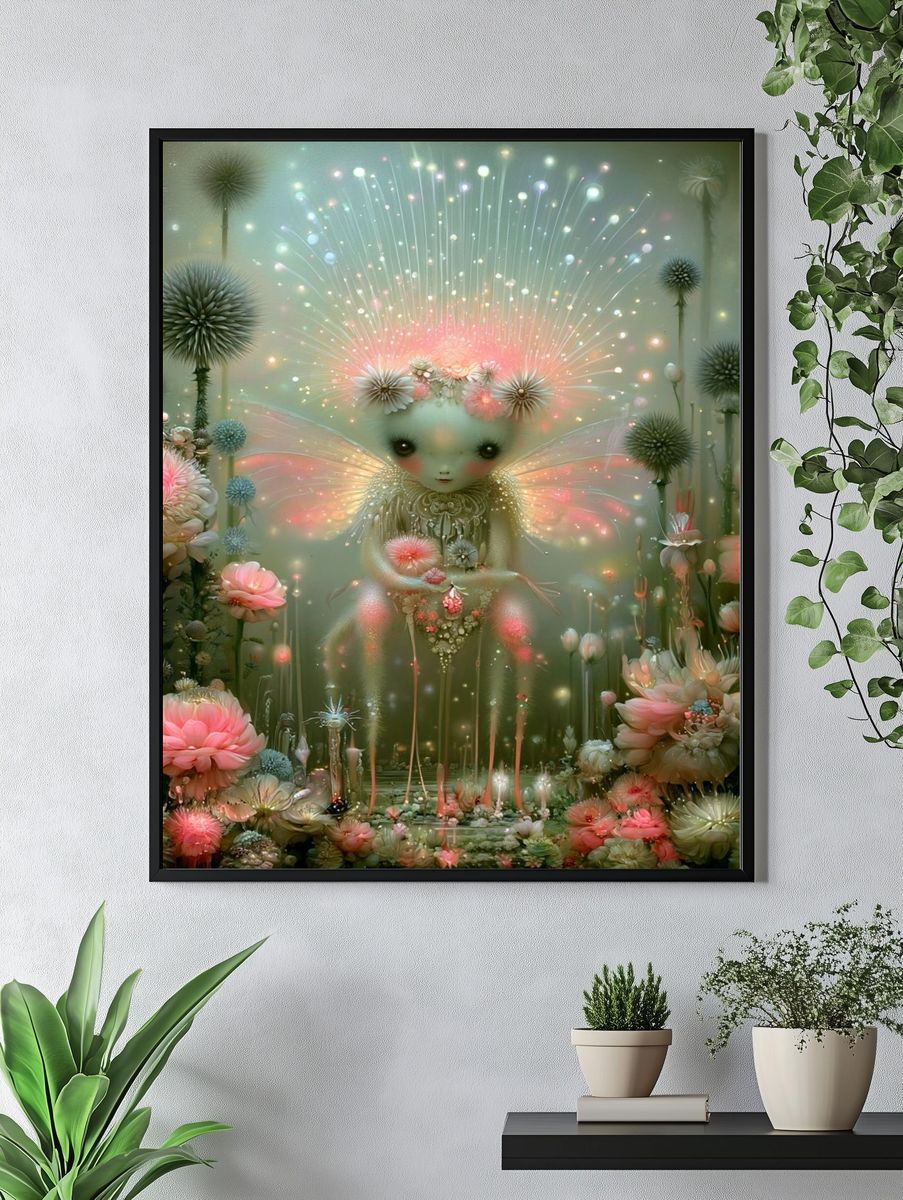 Enchanted Floral Fairy Illustration Poster. — room view 4