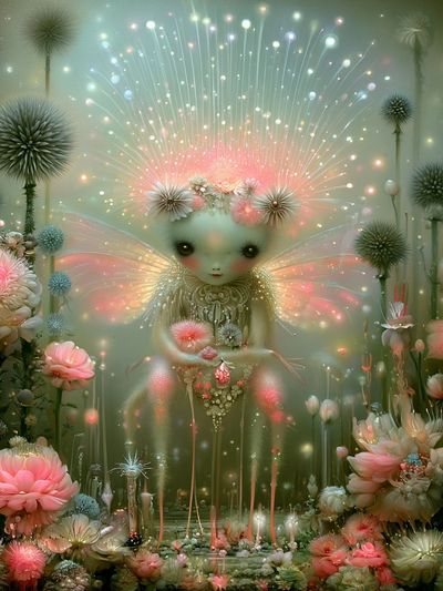 Enchanted Floral Fairy Illustration Poster.