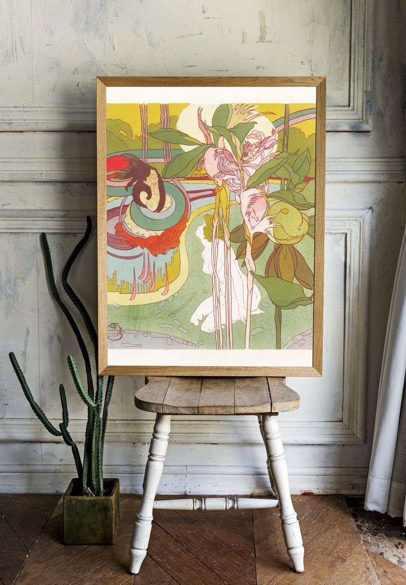 Vrouw krijgt visioen een tuin. room preview