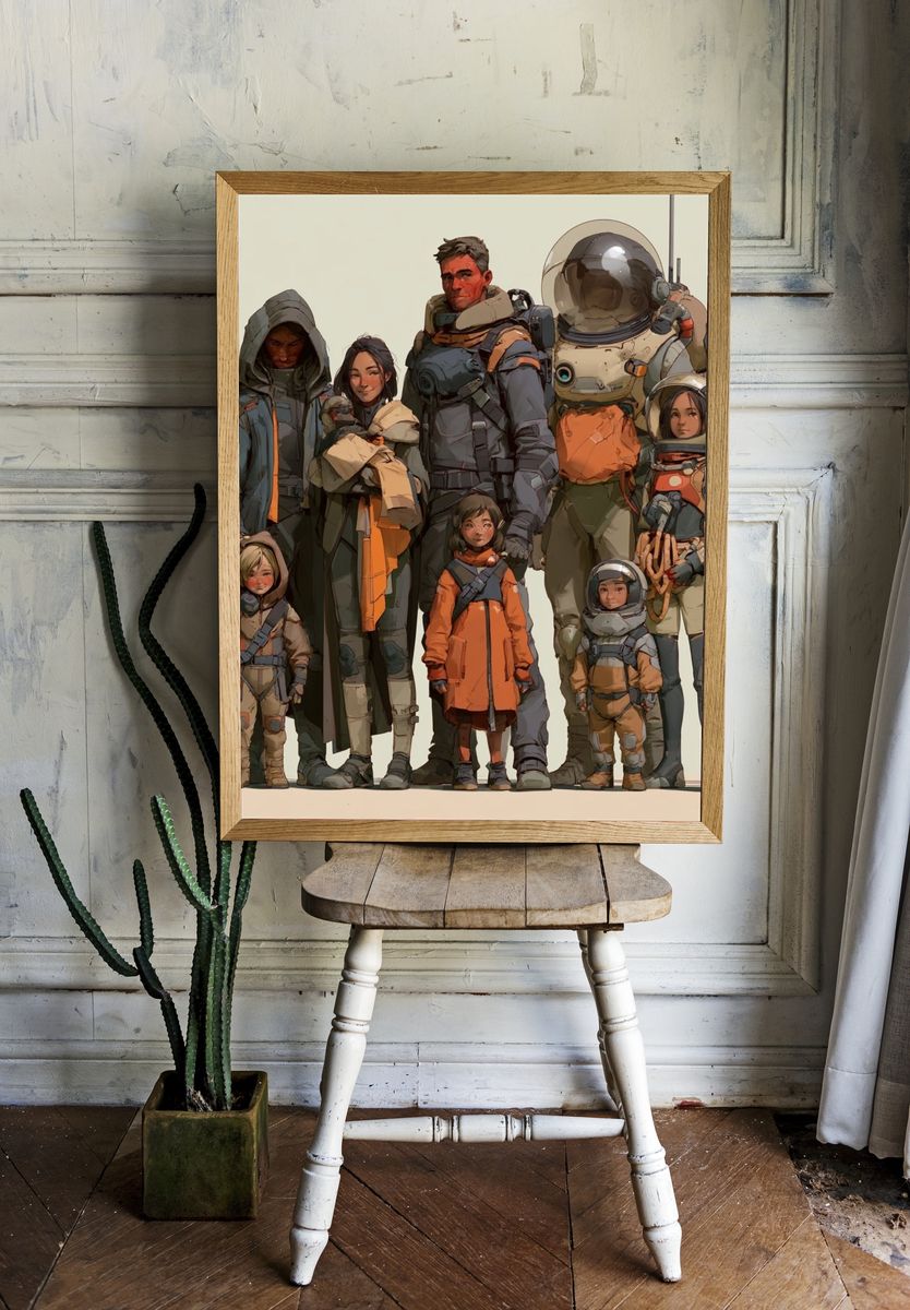 Space Family Portrait Illustration Poster. room preview