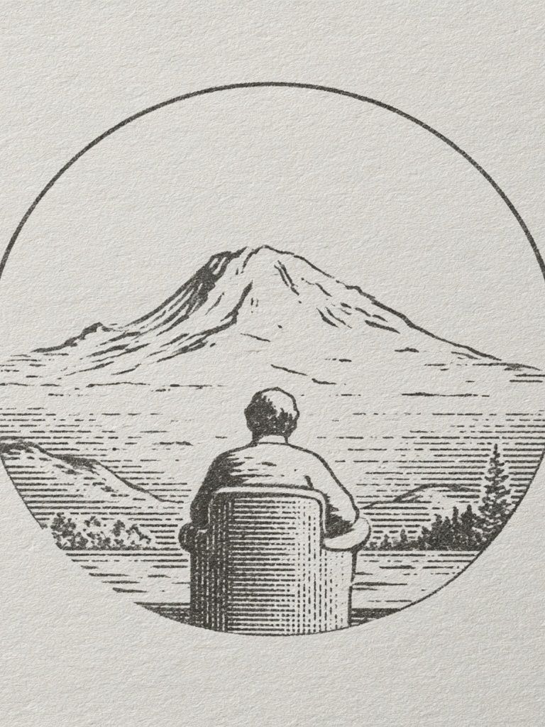 Mountain View Line Art Poster. poster — illustration art