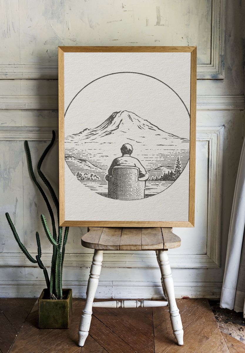 Mountain View Line Art Poster. room preview