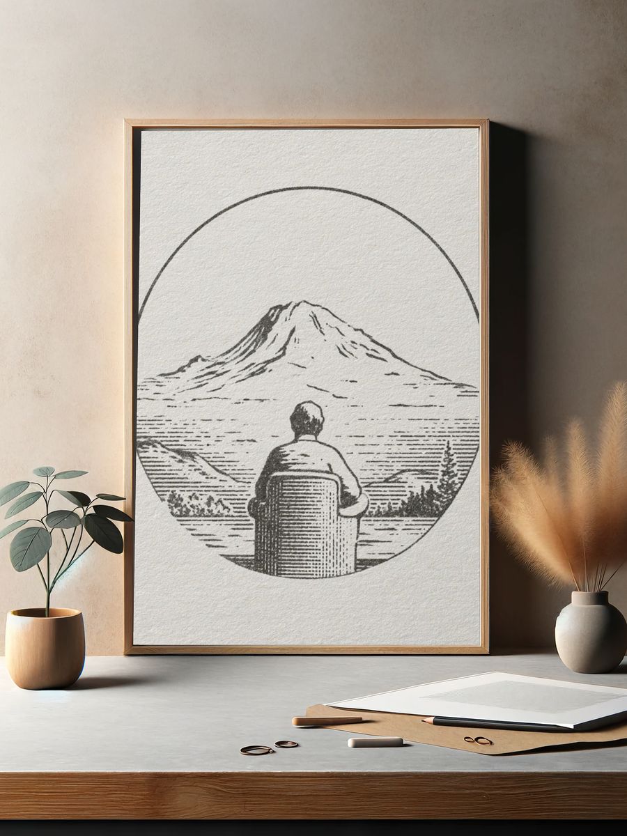 Mountain View Line Art Poster. — room view 2