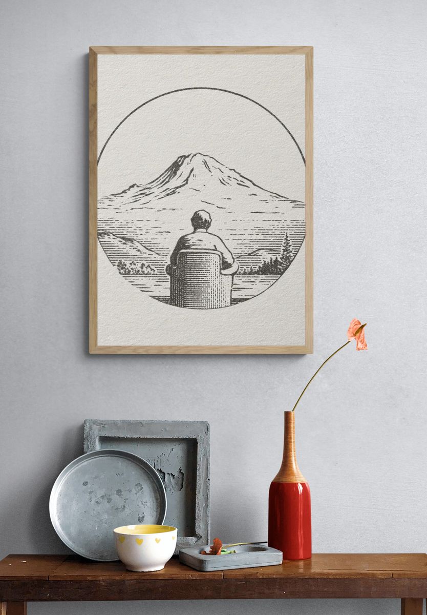 Mountain View Line Art Poster. — room view 3