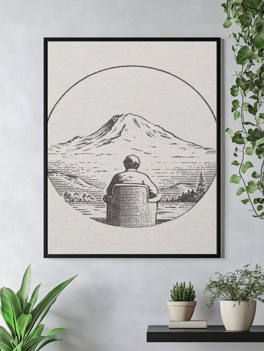 Mountain View Line Art Poster. — room view 4