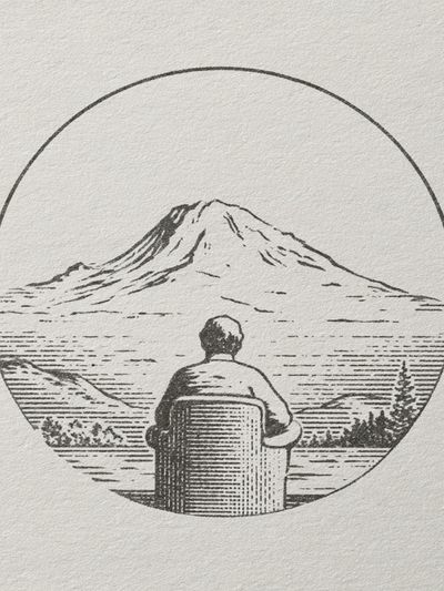 Mountain View Line Art Poster.