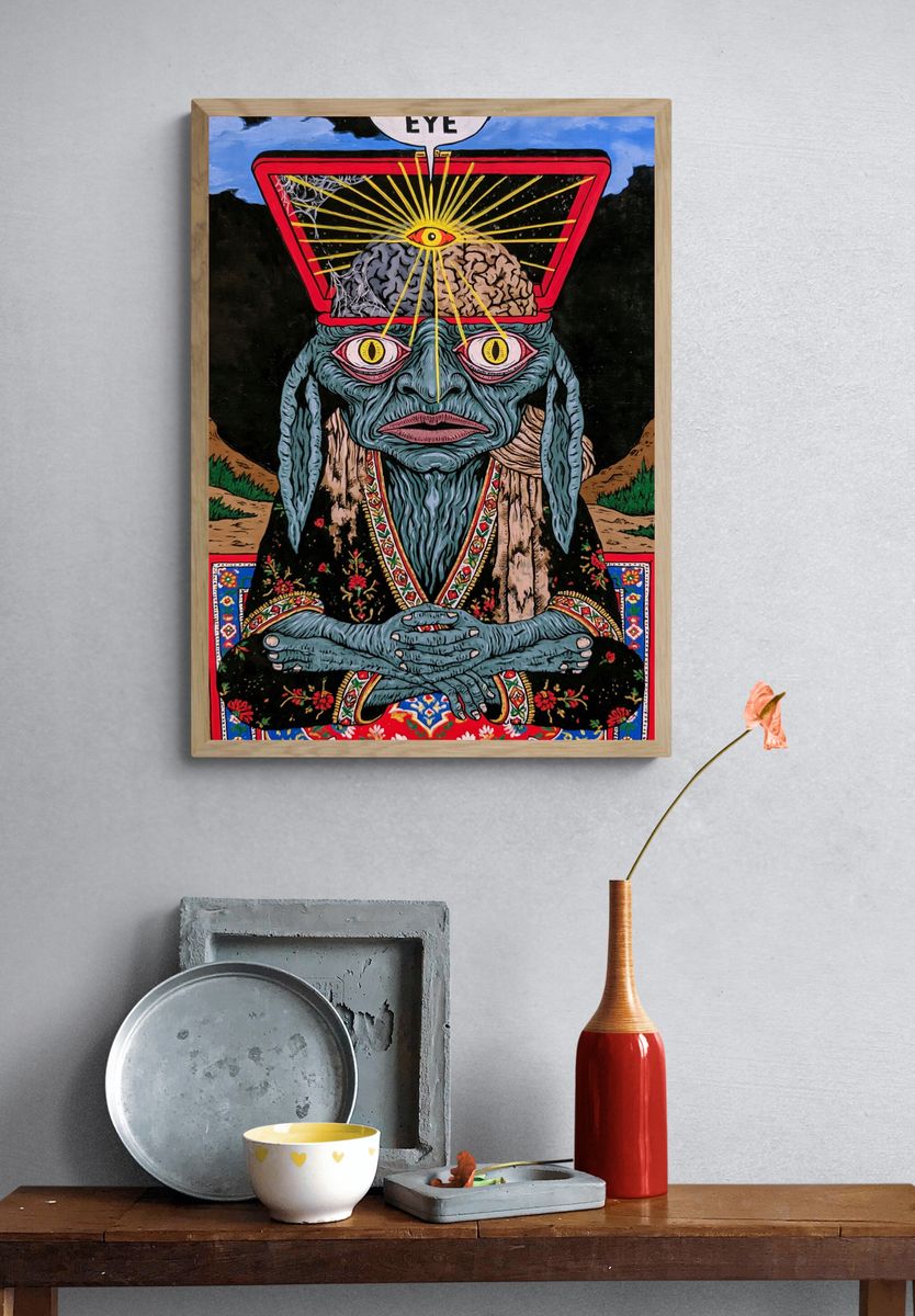 Open Your Eye Surreal Illustration Poster. — room view 3