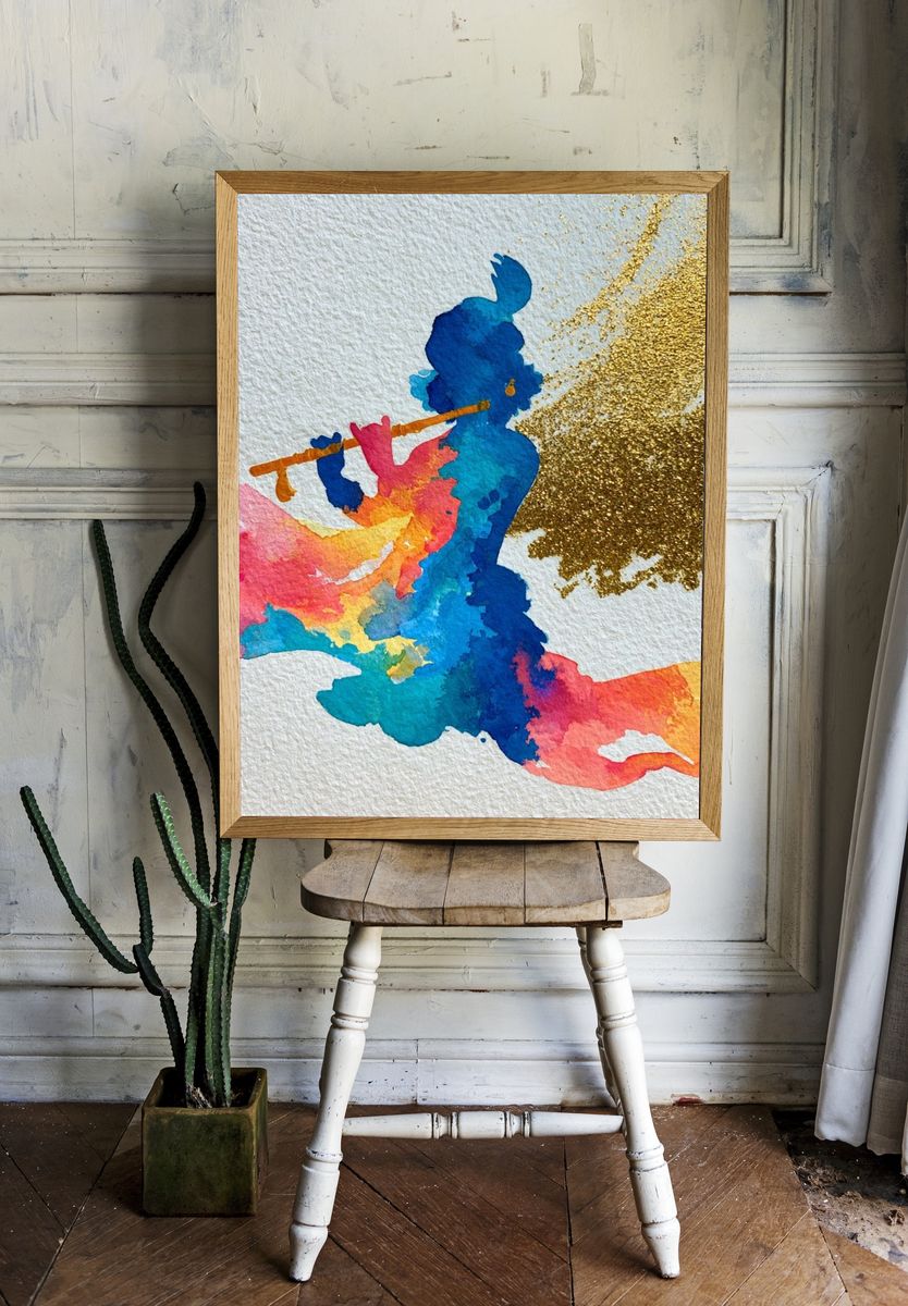 Colorful Flute Player Abstract Poster. room preview
