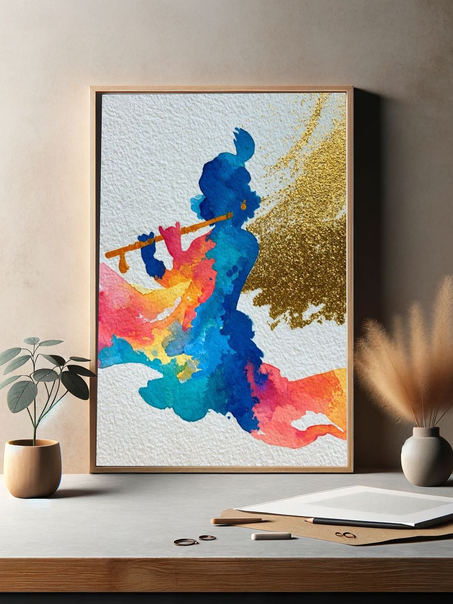 Colorful Flute Player Abstract Poster. — room view 2