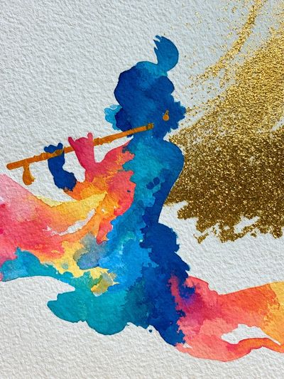 Colorful Flute Player Abstract Poster. poster