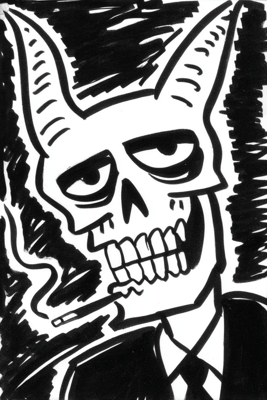 Skull Ink Illustration Poster. poster detail