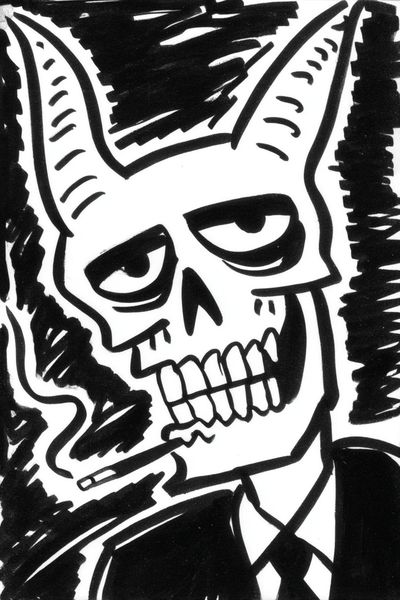 Skull Ink Illustration Poster. poster