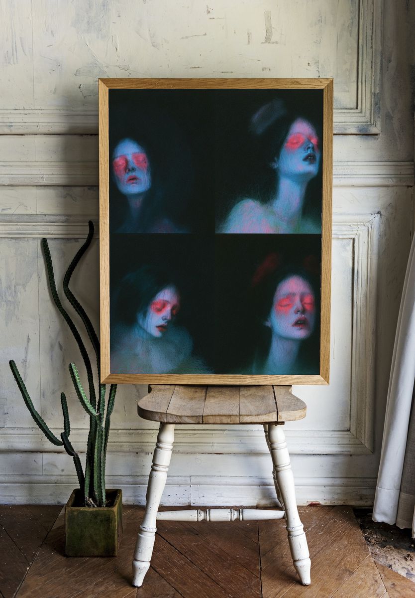 Dreamlike Portrait Collage Print. room preview