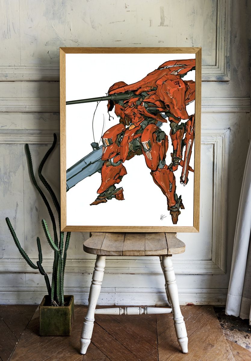 Mecha Warrior Digital Art Poster. — room view 1